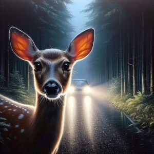 a deer in headlights
